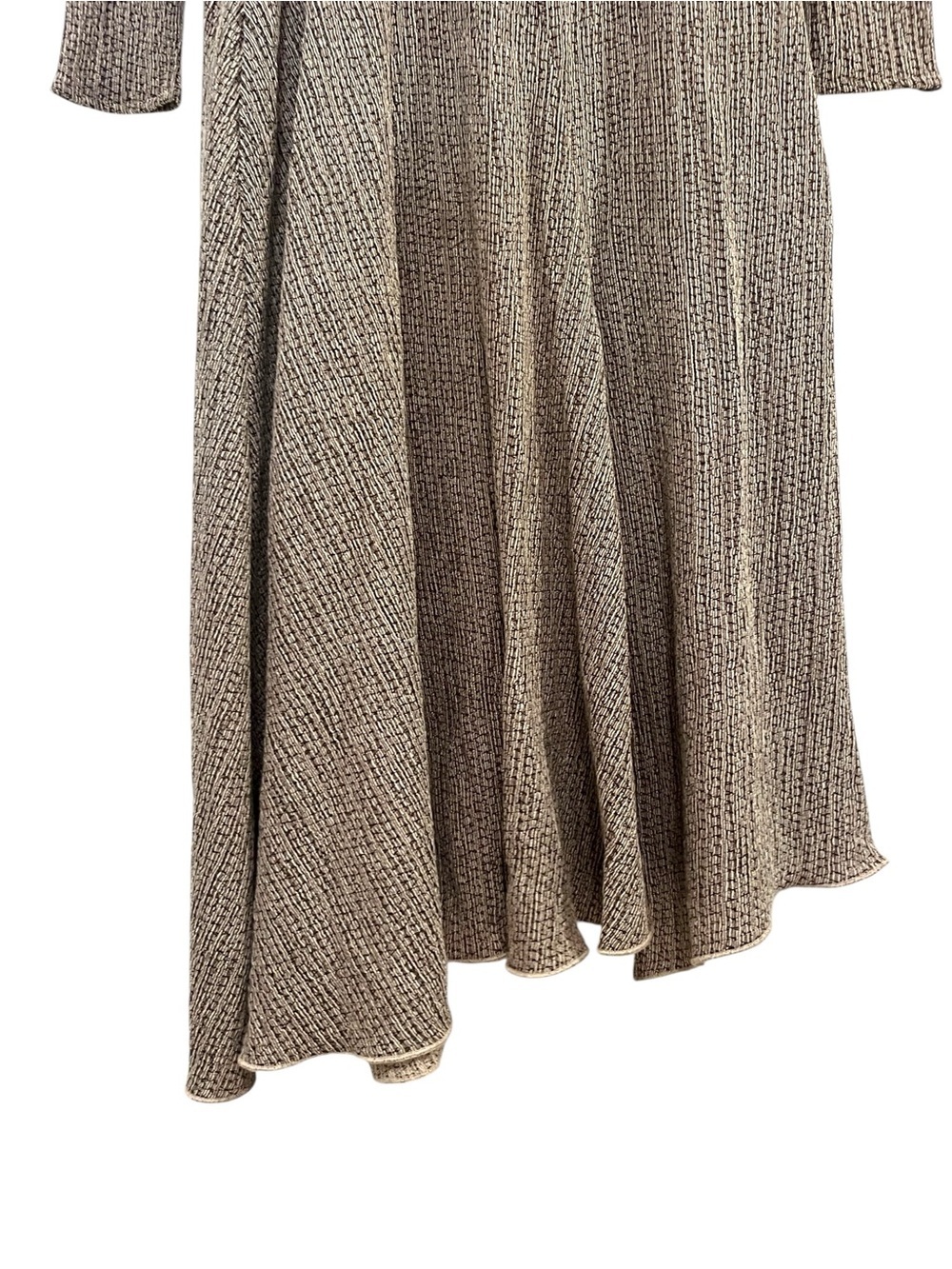 ZARA Asymmetrical Long Sleeve Ribbed Maxi Dress brown Mocha Ecru Sz M - Picture 5 of 11